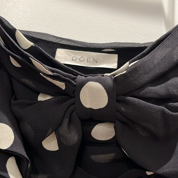 NWT DÔEN DOEN Maryanna Midi Dress Black NOIR SOLSTICE SKY Polka DOT M - Picture 9 of 11